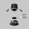 Миниатюра фото втсраиваемый точечный светодиодный светильник maytoni round dl058-7w4k-b | 220svet.ru